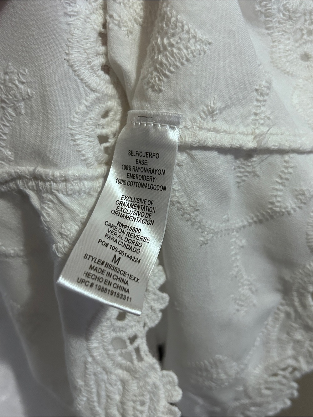Democracy Boho White Embroidered Square-Neck Top - Picture 7 of 8